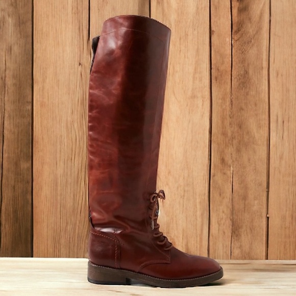 New We The Free x Free People Tanner 6 & 7.5 Tall Leather LaceUp Knee High Boots - Picture 2 of 12